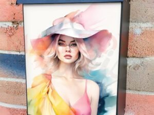 Watercolor Fashion Female In Hat Colonial Mailbox Cover