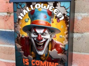 Scary Halloween Clown Colonial Mailbox Cover