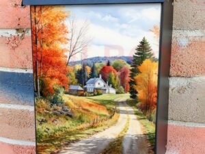 Autumn Country Road Colonial Mailbox Cover