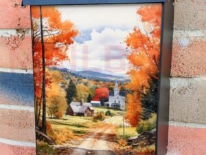 Autumn Road to the Village Colonial Mailbox Cover