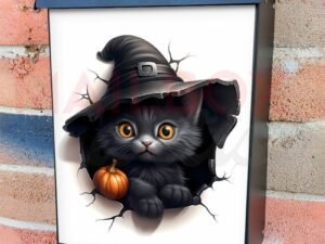 Little Witch Kitten Colonial Mailbox Cover