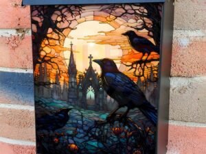Stained Glass Gothic Halloween Colonial Mailbox Cover