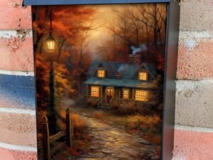 Cozy Autumn Cottage Colonial Mailbox Cover