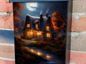 Autumn Night at the Cottage Colonial Mailbox Cover