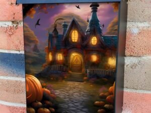 Beautiful Autumn Cottage Colonial Mailbox Cover