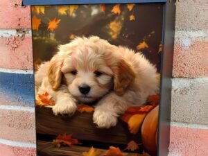 Sleeping Puppy and a Pumpkin Colonial Mailbox Cover
