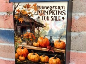 Autumn Table with Pumpkins Colonial Mailbox Cover