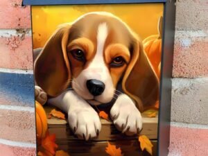 Cute Autumn Beagle Puppy Colonial Mailbox Cover