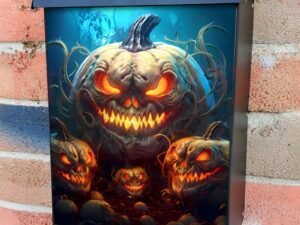Creepy Halloween Pumpkins Colonial Mailbox Cover