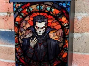 Stained Glass Dracula Colonial Mailbox Cover
