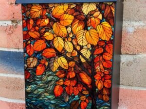 Stained Glass Autumn Tree 2 Colonial Mailbox Cover