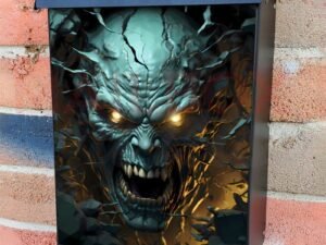 Monster Breaking a Wall Colonial Mailbox Cover