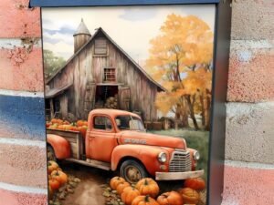 Autumn Farmhouse Truck Colonial Mailbox Cover
