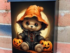 Cute Autumn Teddy Bear Colonial Mailbox Cover