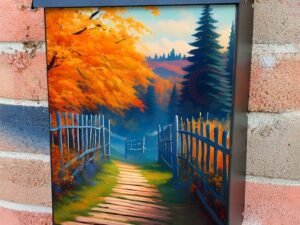 Beautiful Country Road Colonial Mailbox Cover