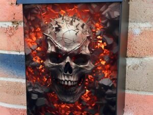 Skull Breaking the Wall of Hell Colonial Mailbox Cover