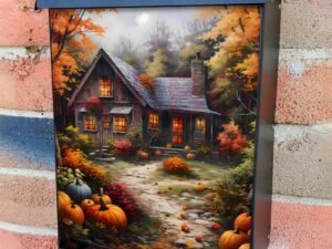 Pretty Pumpkin Cottage Colonial Mailbox Cover