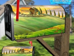 Rural Tuscan Landscape Decorative Rural Farm Mailbox Cover
