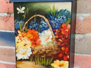 Flower Basket with a Butterfly Colonial Mailbox Cover