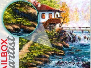 Riverside Cottage in the Mountains Colonial Mailbox Cover