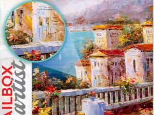 Terrace in Harbor View, Greece Colonial Mailbox Cover