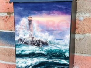 Lighthouse During a Storm Colonial Mailbox Cover