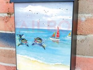 Cheerful Dolphins Playing Colonial Mailbox Cover