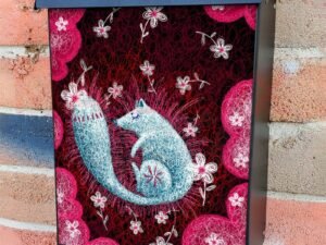 Cute Fox Sleeping in a Flower Bed Colonial Mailbox Cover