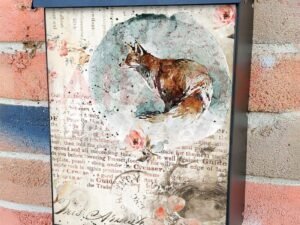 Vintage Fox and Flowers #2 Colonial Mailbox Cover