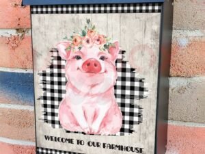 Cute Farmhouse Piglet Colonial Mailbox Cover