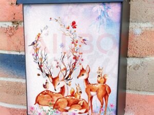 Cute Flower Deer Family Colonial Mailbox Cover