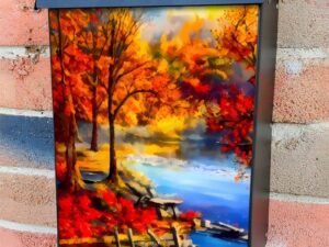 Orange and Blue Autumn #2 Colonial Mailbox Cover