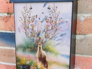 Spring Deer with Flower Antlers Colonial Mailbox Cover