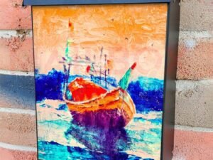 Colorful Shipping Boat Colonial Mailbox Cover