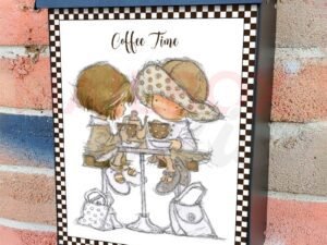 Coffee Time Girls Colonial Mailbox Cover