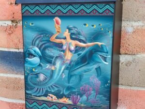 Beautiful Mermaid and Dolphins Colonial Mailbox Cover