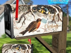 Vintage Winter Birds Decorative Rural Farm Mailbox Cover