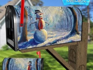 Winter Forest Snowman Decorative Rural Farm Mailbox Cover
