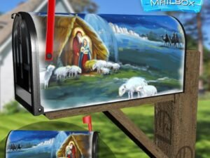 The Holy Family and Sheep Decorative Rural Farm Mailbox Cover