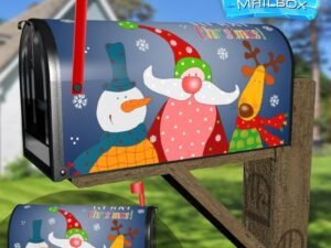 Santa, Snowman and Rudolph Decorative Rural Farm Mailbox Cover