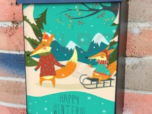 Cute  Christmas Foxes Colonial Mailbox Cover