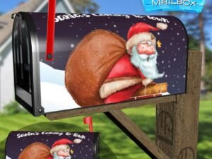 Santa Claus in the Chimney Decorative Rural Farm Mailbox Cover