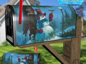 Cute Snowman with Birds Decorative Rural Farm Mailbox Cover