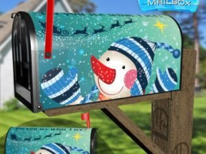 Cute Snowman Waiting for Santa Decorative Rural Farm Mailbox Cover
