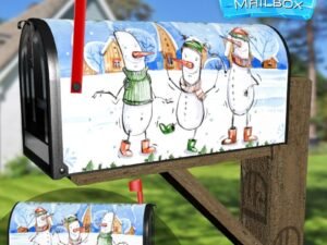 Cute Dancing Snowmen Decorative Rural Farm Mailbox Cover