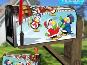 Winter Penguin Village Decorative Rural Farm Mailbox Cover