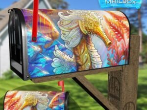 Watercolor Seahorse Mandala Decorative Rural Farm Mailbox Cover