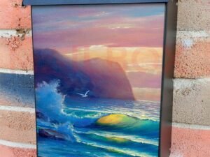 Beautiful Sunset at the Sea Colonial Mailbox Cover