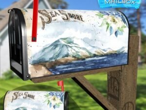 Vintage Seashore with Flowers Decorative Rural Farm Mailbox Cover