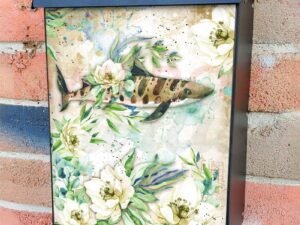 Vintage Shark and Flowers Colonial Mailbox Cover
